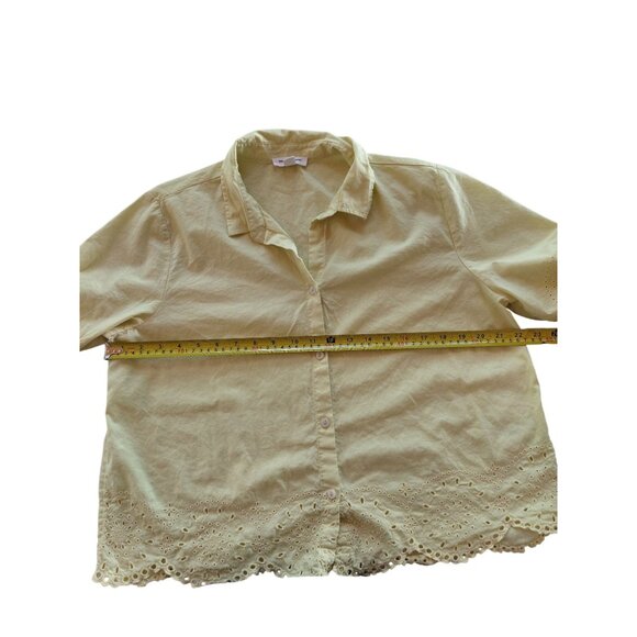 Beachlunchlounge Collection Womens Yellow Button Down Blouse L - Picture 9 of 10